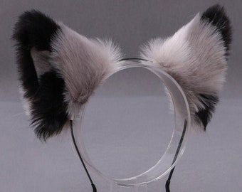 Faux Fur Handmade Cosplay Cat Ears Headband Classic Black Cat Ears