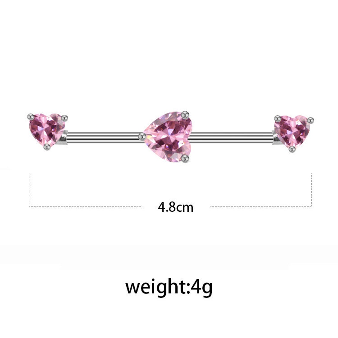 14G Heart Industrial Barbell Body Jewelry Ear Piercing Pink Etsy