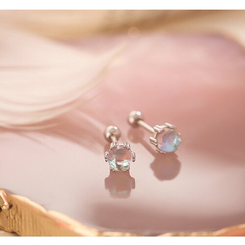 Flat Circle Ball Screw Back Earrings 925 Sterling Silver Etsy