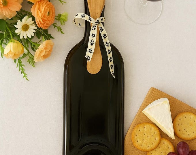 Slumped recycled wine bottle serving dish.