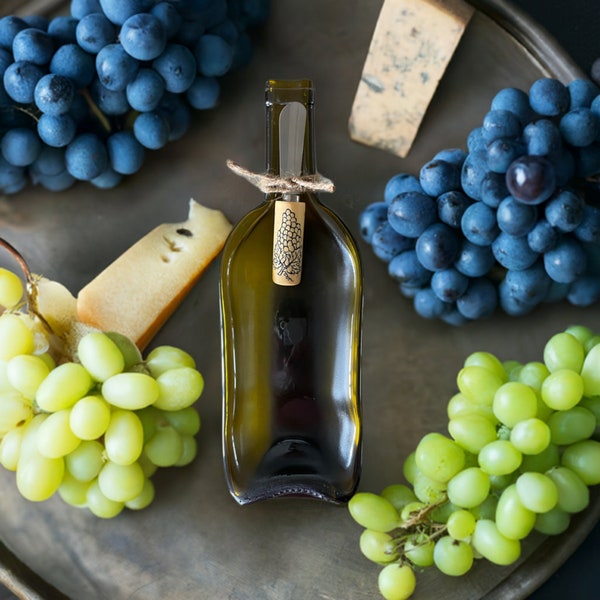 Slumped recycled wine bottle serving dish.