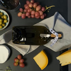 Slumped recycled wine bottle serving dish.