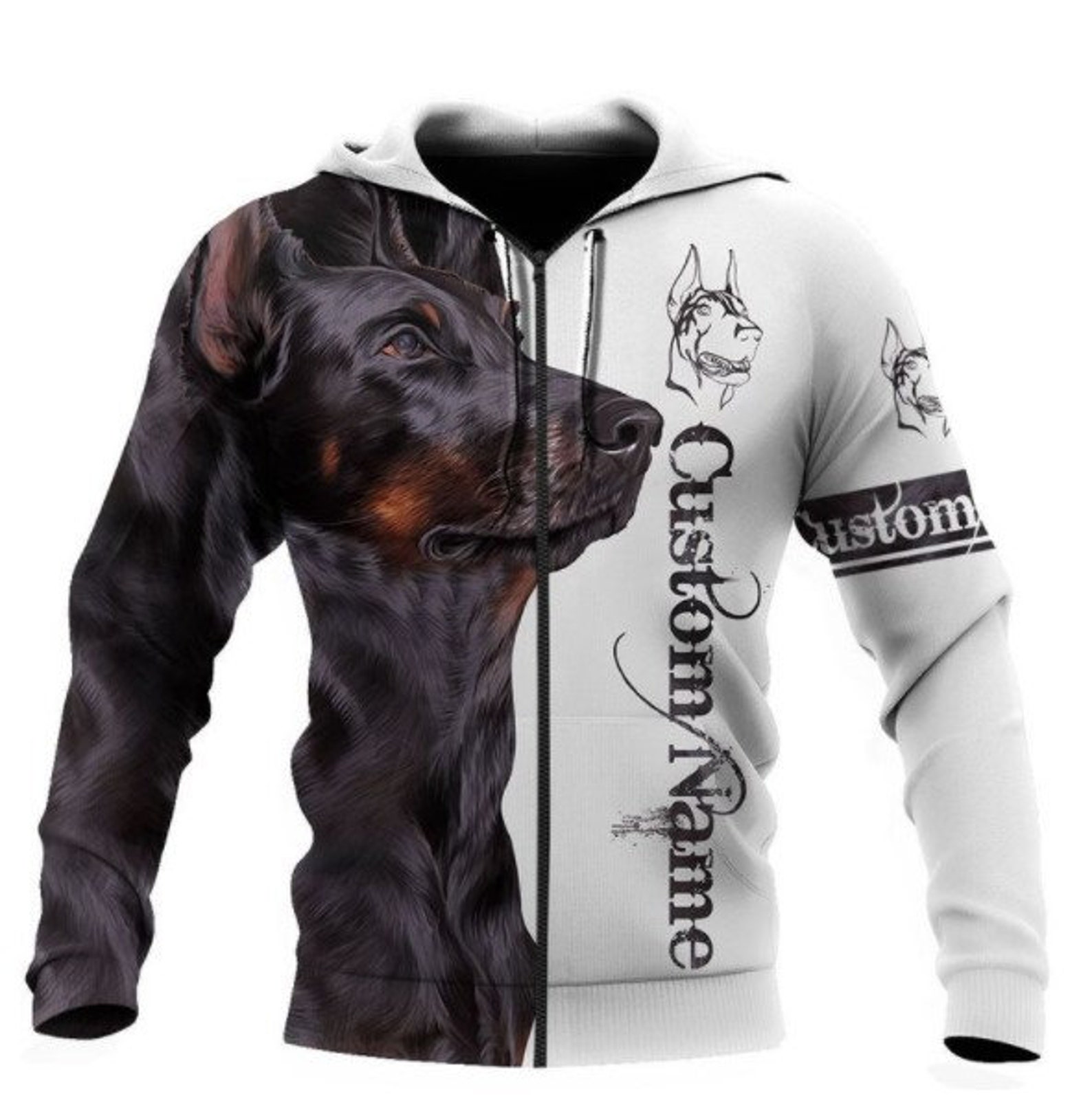 Custom Name Dobermann Cute Dog Hoodie Dobermann Zip Hoodie Etsy