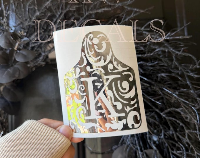 Tooled Cow Tag w/ initial