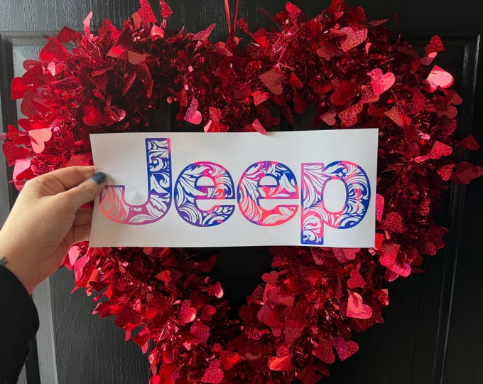 Jeep Decal w/ Tooled Pattern /Western Decal/Sticker