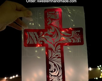 Tooled Cross Decal Decal/Sticker/God/Jesus/Western