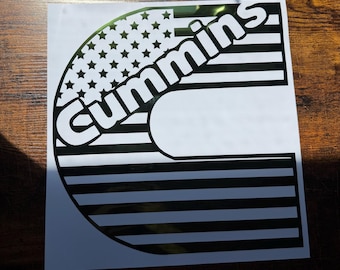 Cummins Decal | American Flag / Turbo Diesel Decal /Sticker