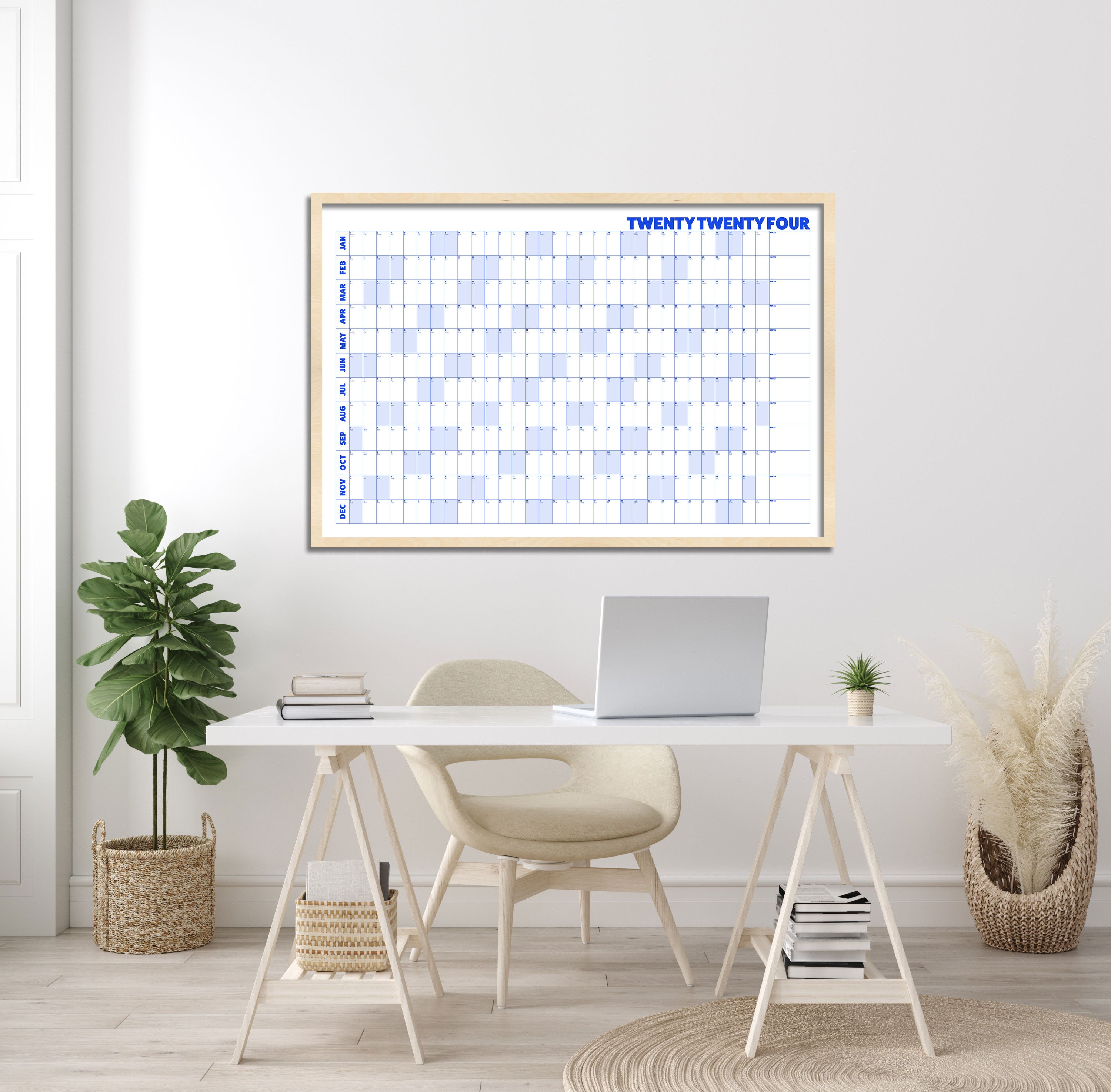 PRINTABLE 2024 Wall Calendar Chunky Font Digital PDF Instant Download ...