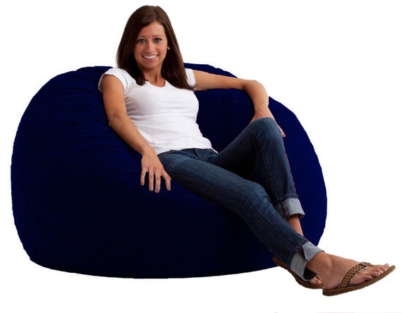 Navy Blue Velvet Bean Bag Cover Fully Washable without Beans Bean Bag Cover  All Size Lazy Lounger for Home/ Office/ Study, 1 Piece 