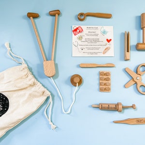 Montessori Wooden Doctors Play Kit -Wooden Toys - Dentist Play Kit- Toddler Children Gift - Pretend Play- Dress Up Kit - Homeschool