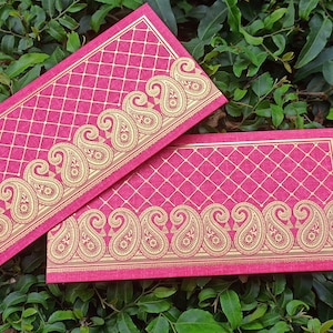 Set von 10 Premium Umschläge dunkel rosa Farbe mit goldenen Ambi Hochzeit / Beschenken / Geld / Bargeld Umschläge, Shagun, Baby-Dusche-Geschenk, Roka.