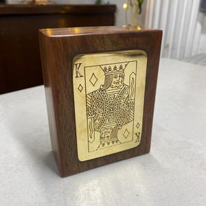 Scatola di carte in legno Elegante scatola di carte da gioco King di alta qualità fatta a mano in legno Carte da gioco