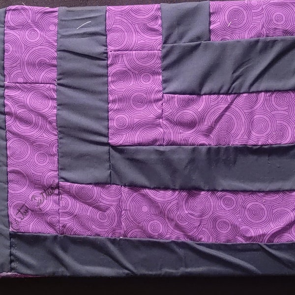 Handsewn Quilt Top- Cotton Quilt- Artistic Quilt Wallhanger,Purple & Blue-Gee's Bend Quilt