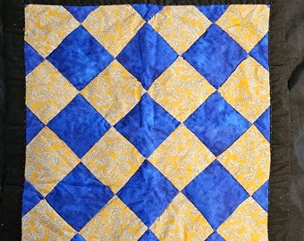 Gee's Bend-Quilted Cotton Artistic Wallhanger-Grandma's Dream-Blue and Gold