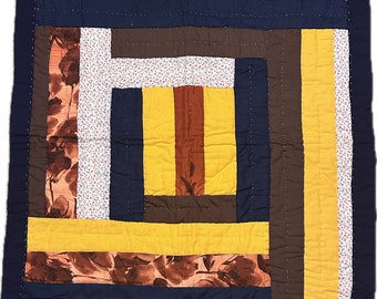 Hand-Sewn Quilt-Cotton Wallhanger -House Top Variation