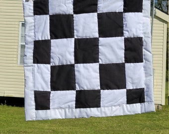 Handsewn Quilt- Cotton Quilt- Artistic Quilt-Red,Black &White-Gee's Bend Quilt