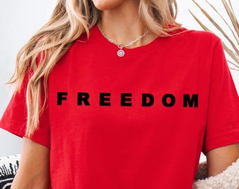 FREEDOM T-Shirt in Rot mit Schwarzen Design