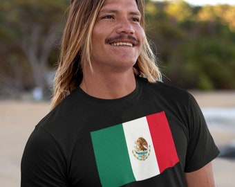 Camiseta bandera mexicana, Unisex • Camisa de bandera de México, para hombres y mujeres, regalo para mexicano, patriótica camisa de orgullo mexicano, mínimamente simple y limpia