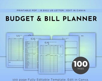 Digital Printable PDF, Debt Tracker, Financial Planner, Paycheck Planner, Budget Planner, Budget Template, Savings Tracker, Canva Planner