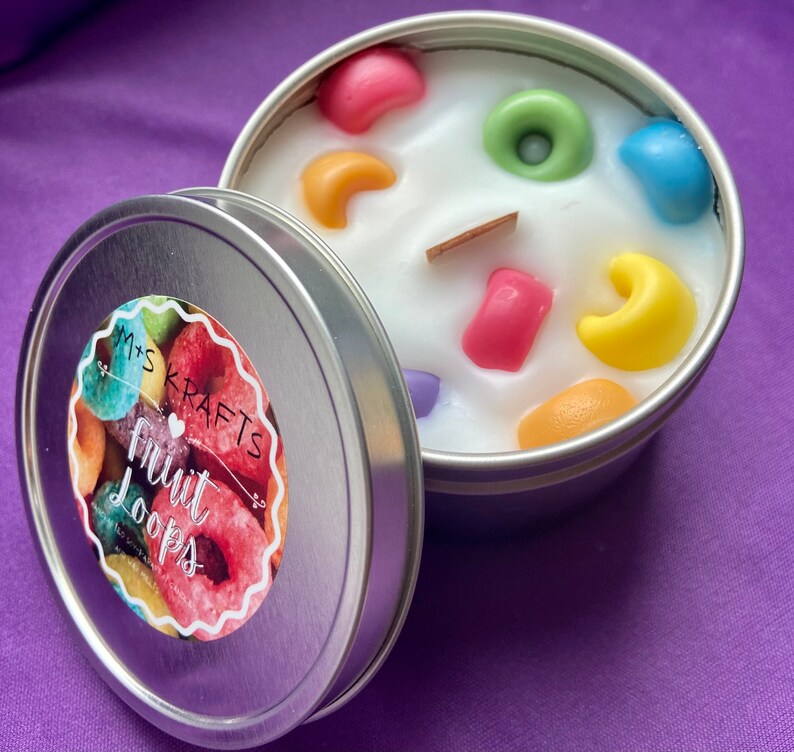 Fruit Loops Wood Wick 8oz Tin Candle Etsy