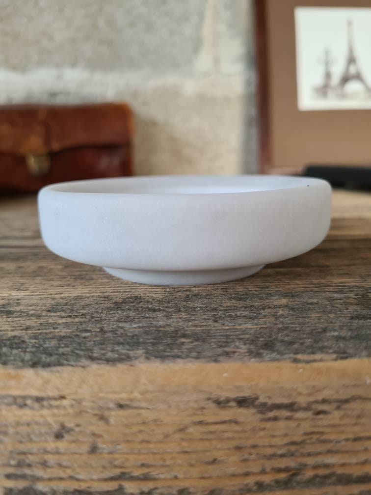 Coupelle à Bougie ou Bougeoir en Marbre de Carrare.