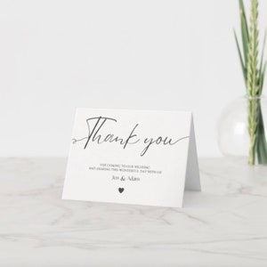 Tarjeta de agradecimiento de boda de caligrafía