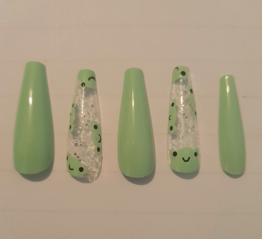 Press on Nails in Pastel Frog Fake Nails Kawaii Nails Etsy