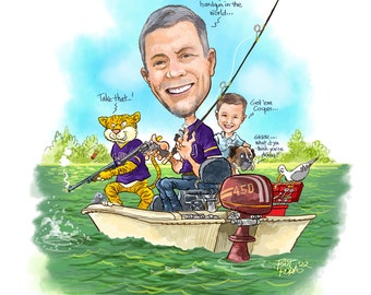 DIGITAL, Custom, Unique, and Dynamic Hand Drawn Retirement Caricature - The Perfect Personalized Gift! (11x14)
