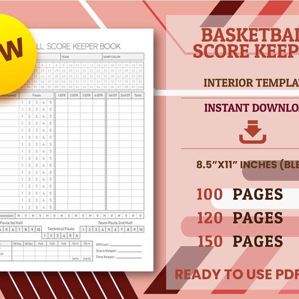 Printables Basketball Score Sheets Etsy