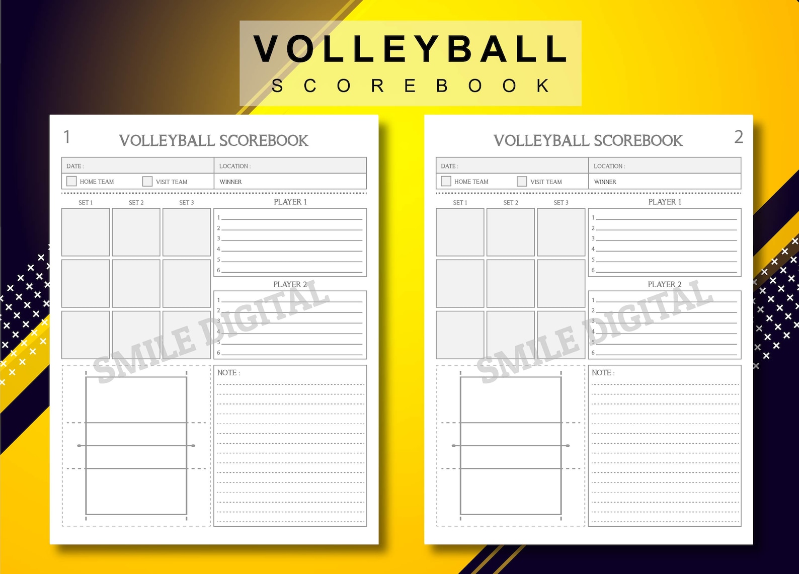 Printable Volleyball Scoreboard 8.5x11 Sheets Digital Instant PDF