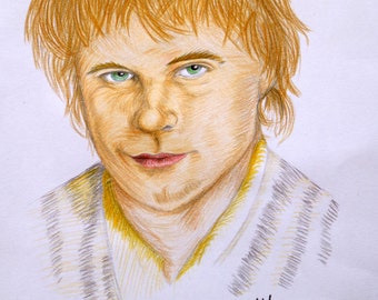 Samwise Gamgee, Sean Astin, El Señor de los Anillos de Peter Jackson, Impresión de dibujo de pared digital