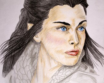 Arwen Evenstar, Liv Tyler, Peter Jacksons El Señor de los Anillos, Impresión de dibujo de pared digital