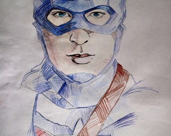 Capitán América, Chris Evans, Marvel, Impresión de dibujo de pared digital
