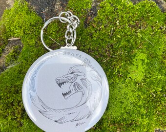 Witcher wolf keychain