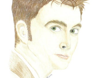 Décimo Doctor, David Tennet, Doctor Who, Impresión de dibujo de pared digital