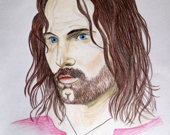 Aragorn, Strider, Viggo Mortensen El Señor de los Anillos de Peter Jackson, Impresión de dibujo de pared digital