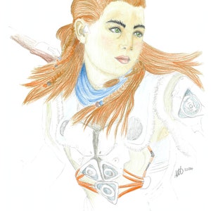 Aloy, Horizon Zero Dawn, Digital wall drawing print