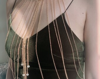 Multi-layers Bra body chain, Egypt style bodysuit accessory, elegant luxury bra chain dress, beach jewelry, mermaid jewelry costume cosplay