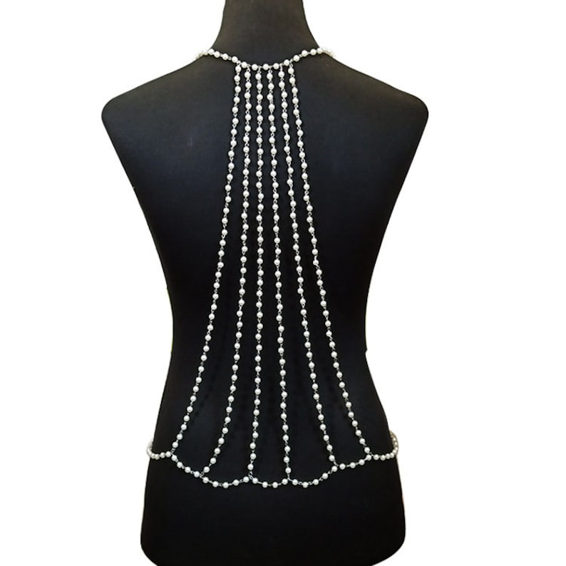 Elegant Pearl Body Chain Chest Bridal Body Jewelry Pearl Etsy