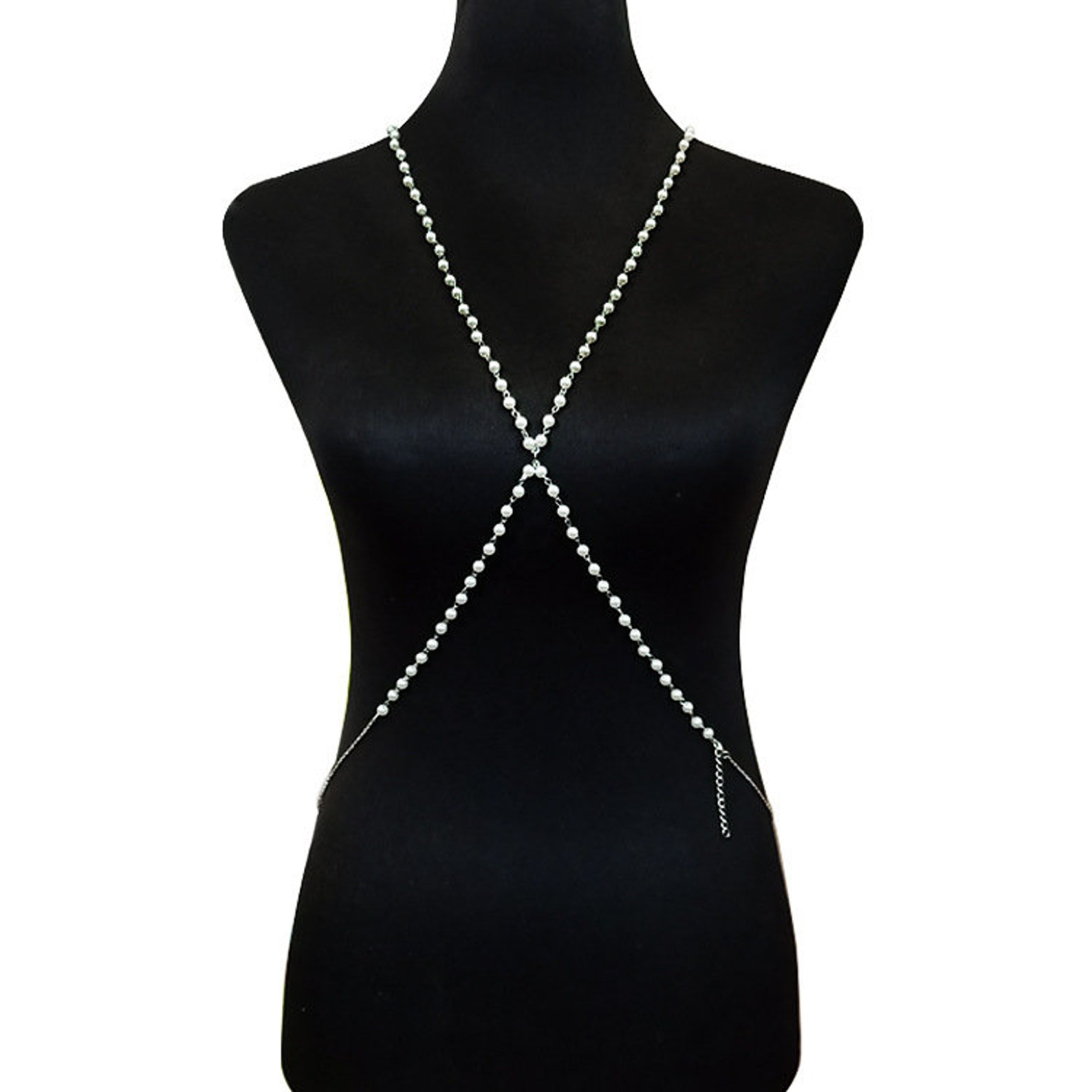 Elegant Pearl Body Chain Chest Bridal Body Jewelry Pearl Etsy