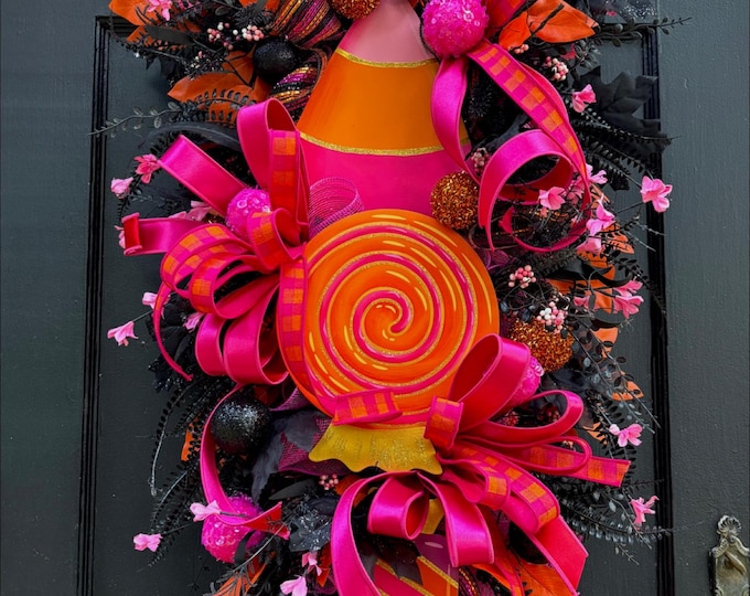 fall wreath, Halloween wreath, front door wreath, Halloween