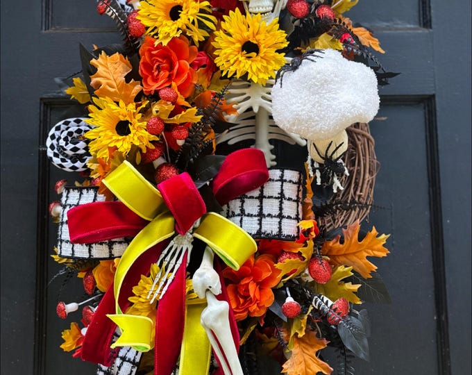 fall wreath, Halloween wreath, front door wreath, Halloween