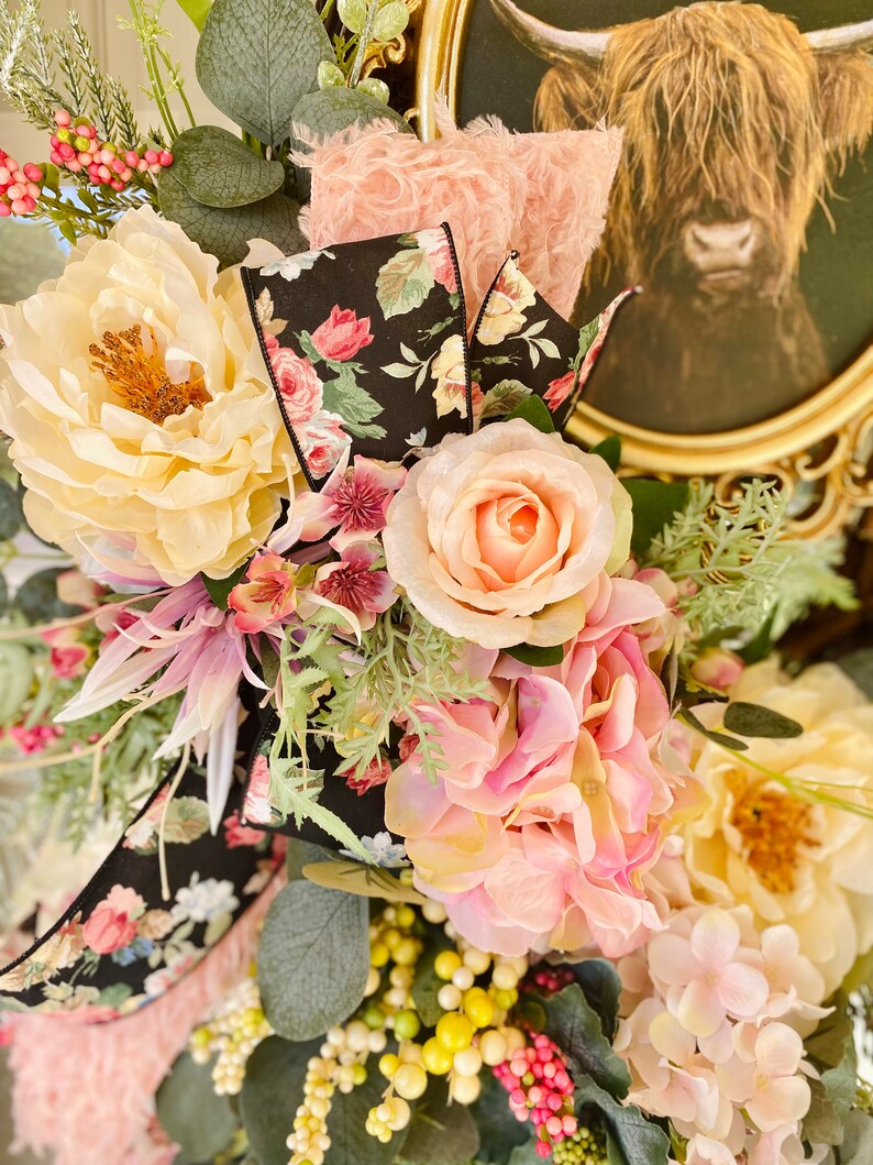 Modern Farmhouse Decor Farmhouse Wreath Highland Cow Wreath Etsy