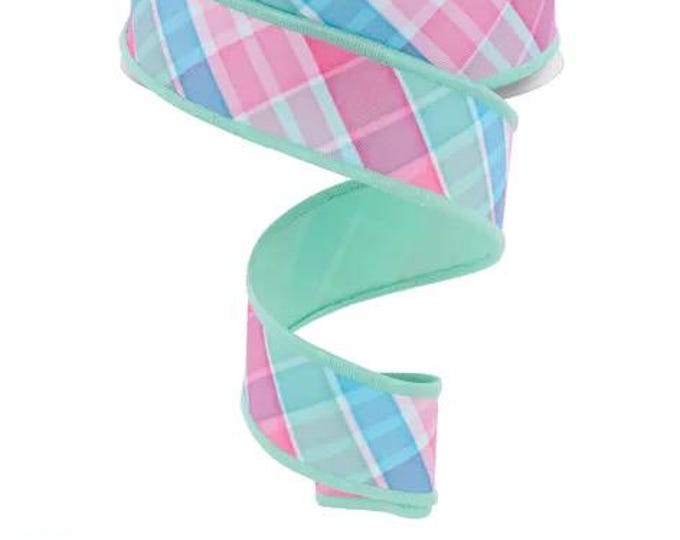 1.5" x 10yd Bold Plaid/Fused Ribbon