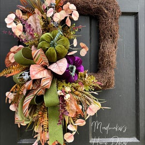 fall wreath, pumpkin wreath, fall decor