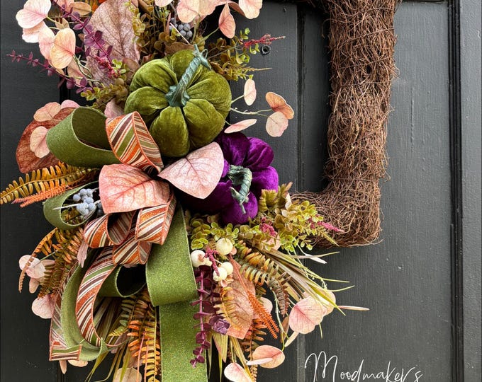 fall wreath, pumpkin wreath, fall decor