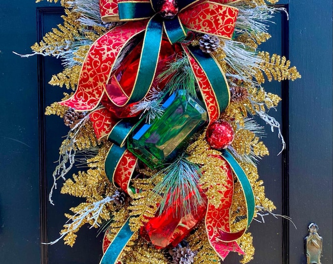 Christmas wreath, jewel swag, luxury wreath, traditional Christmas decor