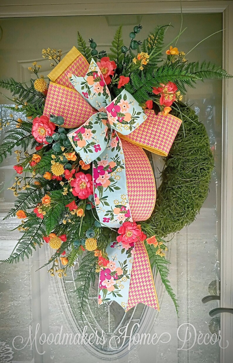 Spring / Summer Moss Floral Wreath Home Decor Southwest Etsy