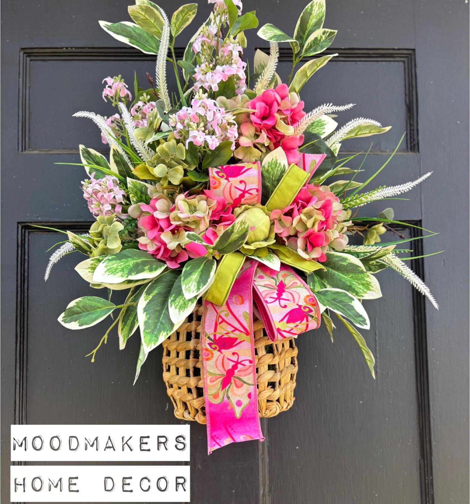 Couronne De Printemps Pour Porte - Lavande Rose Artificielle - Décoration Murale - 32 Cm