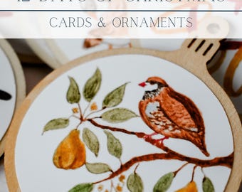 12 Days of Christmas Tree Ornaments and Cards Bundle